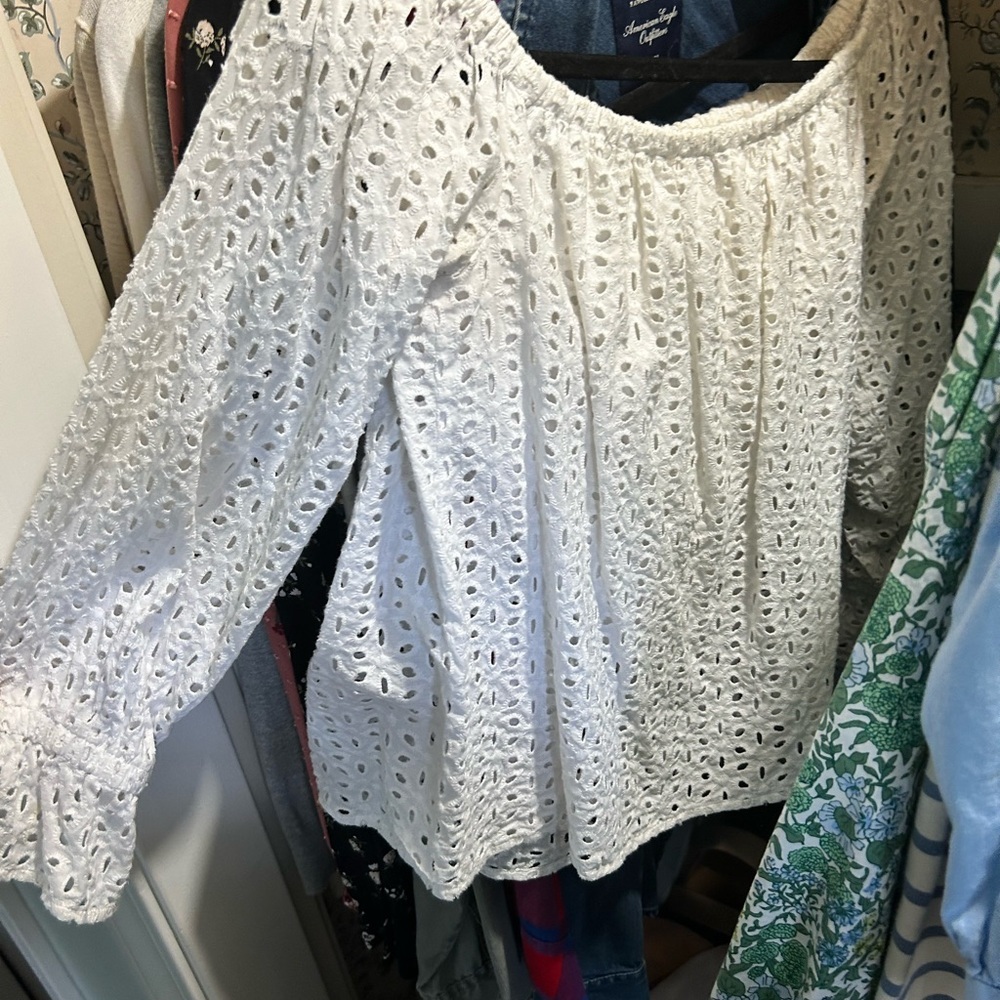 Express White Eyelet Blouse size medium